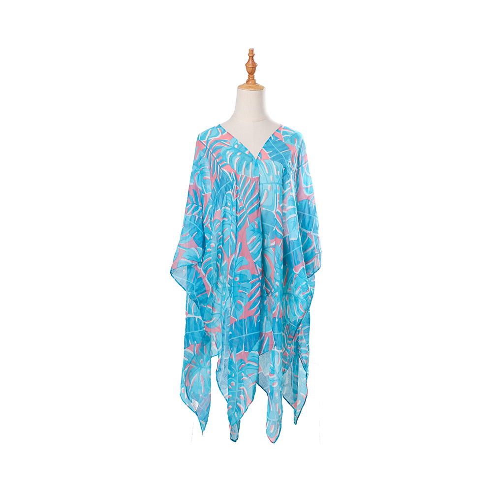 100 % Voile dam strand täcka baddräkt kimono med bohemiskt blommönster, lösa fritidskläder