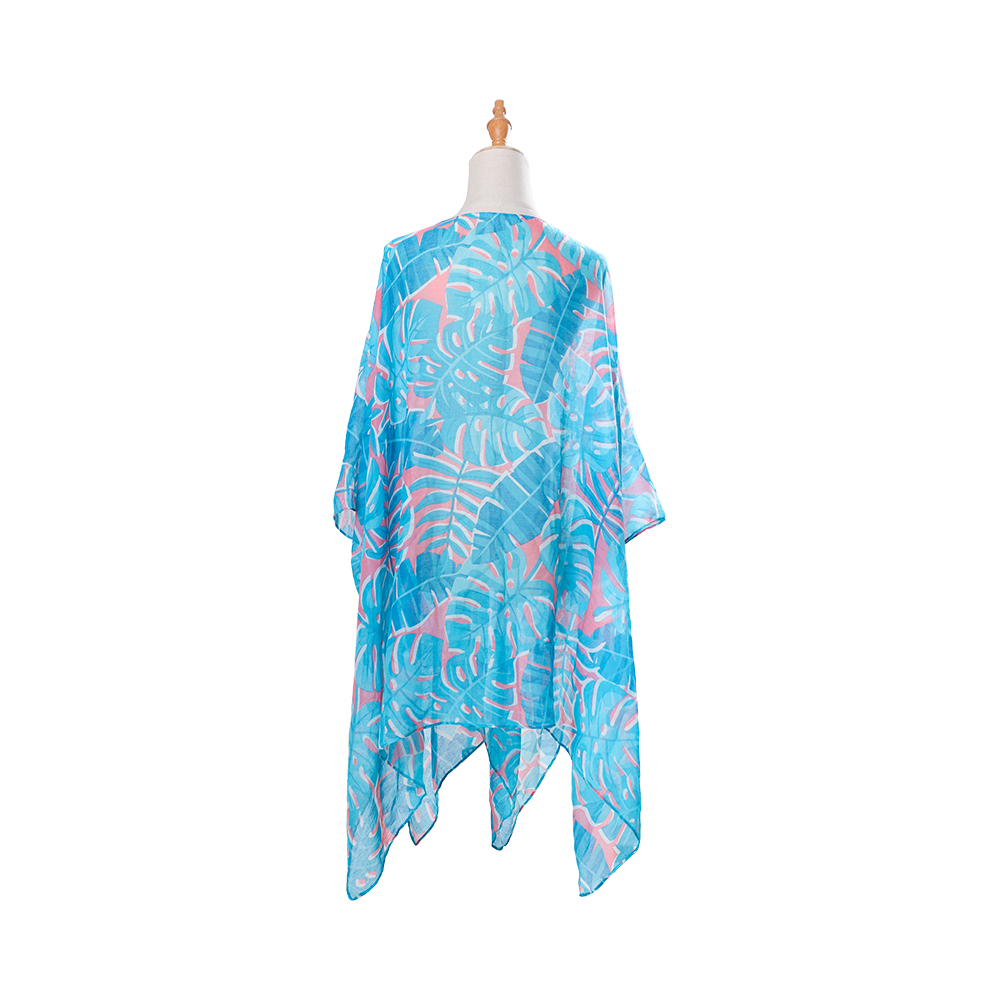 100 % Voile dam strand täcka baddräkt kimono med bohemiskt blommönster, lösa fritidskläder