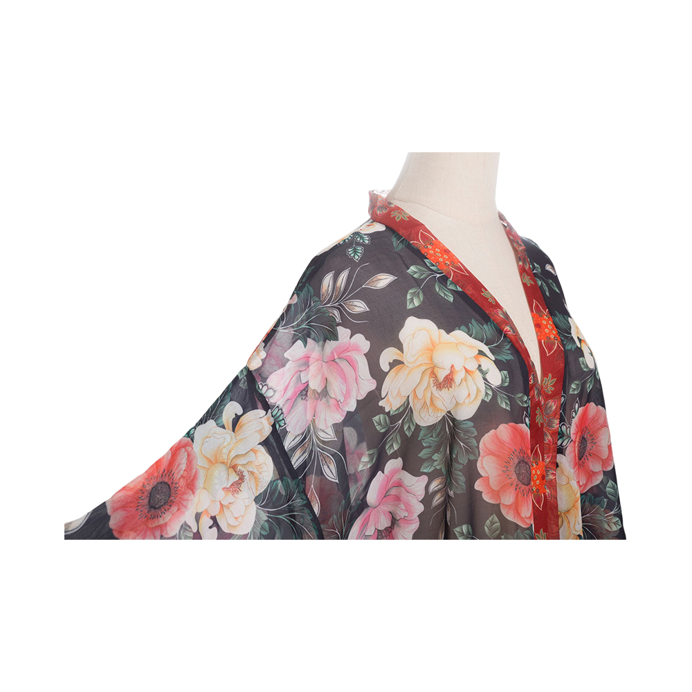 Kimonos för kvinnor sommar strand täcka upp skir kofta chiffong blommig täcka upp lös ledig blus med topp